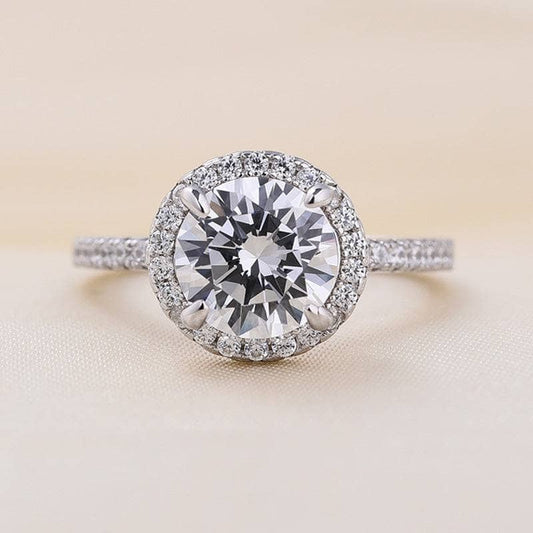 White Gold Halo Round Cut Engagement Ring-Black Diamonds New York