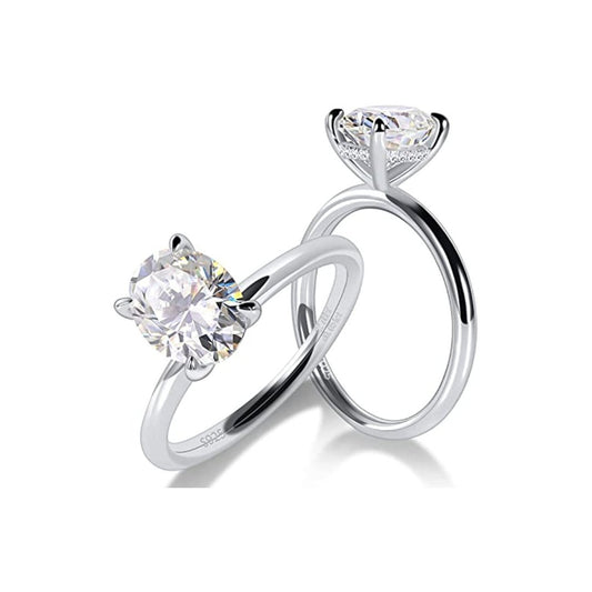 White Gold Oval Cut Moissanite Engagement Ring - Black Diamonds New York