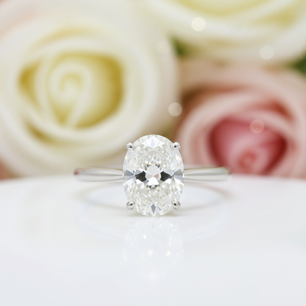 White Gold Oval Cut Simulated Diamond Bridal Ring Set-Black Diamonds New York