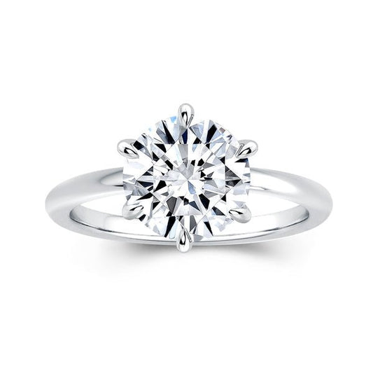 White Gold Round Cut Certified Moissanite Solitaire Engagement Ring - Black Diamonds New York