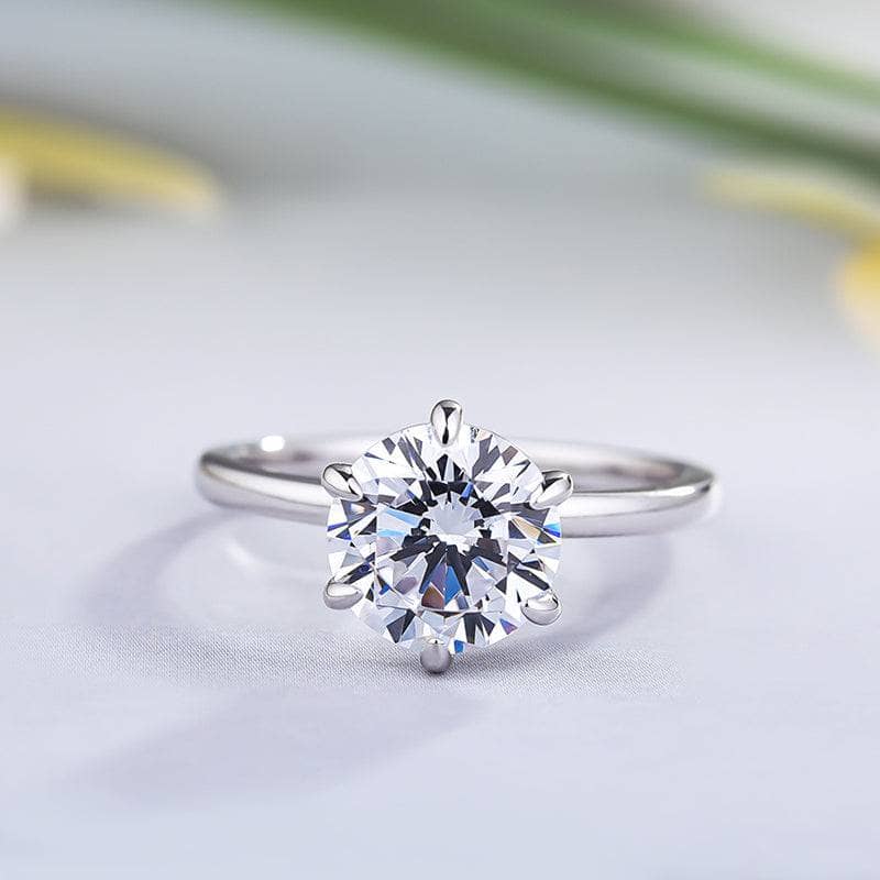 White Gold Round Cut Diamond Solitaire Engagement Ring-Black Diamonds New York