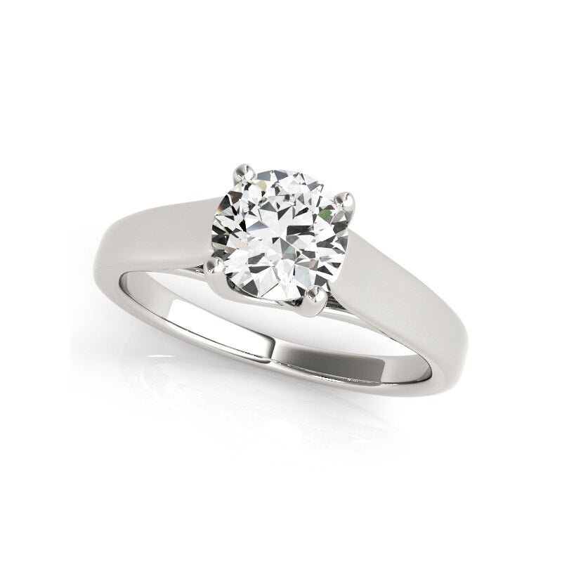 White Gold Round Cut Moissanite Polished Engagement Ring Set-Black Diamonds New York