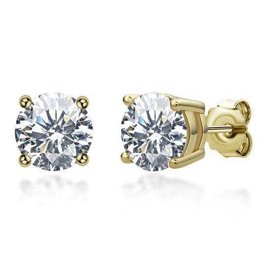 White Gold Round Cut Moissanite Stud Earrings - Black Diamonds New York