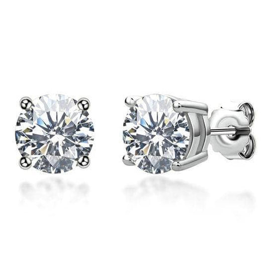 White Gold Round Cut Diamond Stud Earrings-Black Diamonds New York