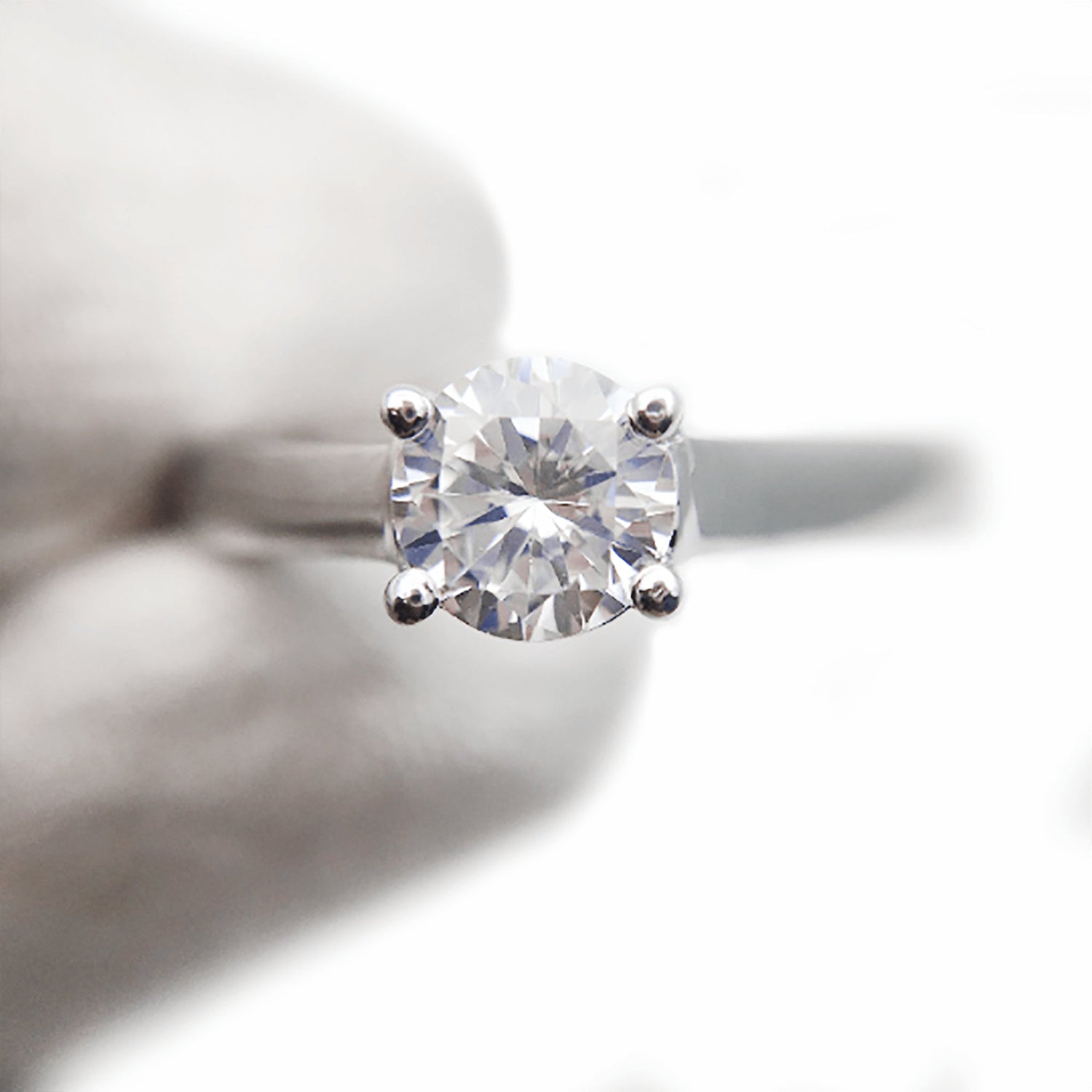 14k White Gold Round Moissanite Art Deco Ring Set - Black Diamonds New York