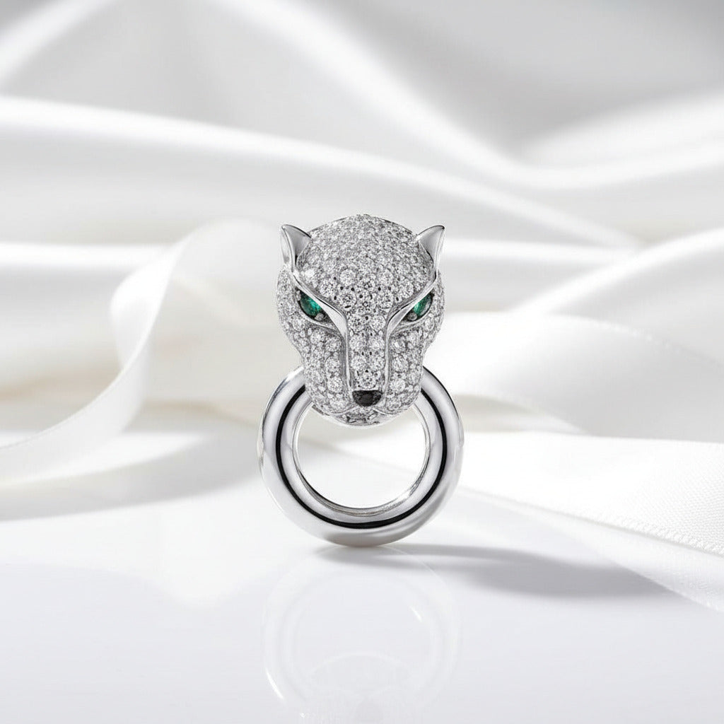 White Panther Pendant-Black Diamonds New York