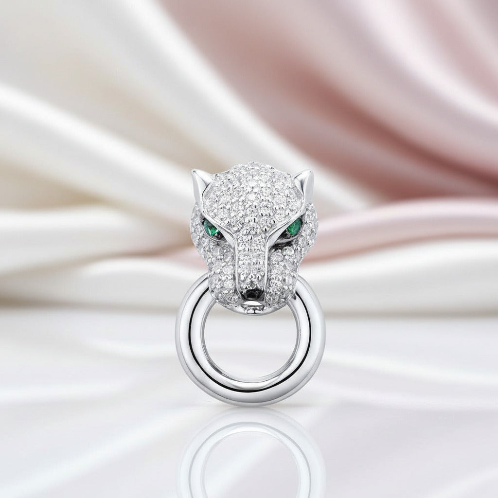 White Panther Pendant-Black Diamonds New York