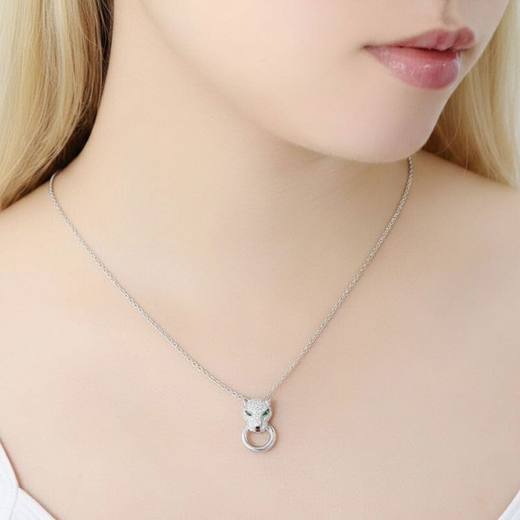 White Panther Pendant-Black Diamonds New York