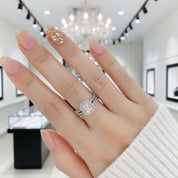 Radiant-Cut Diamond Option Double-Halo Split Shank Ring Set-Black Diamonds New York