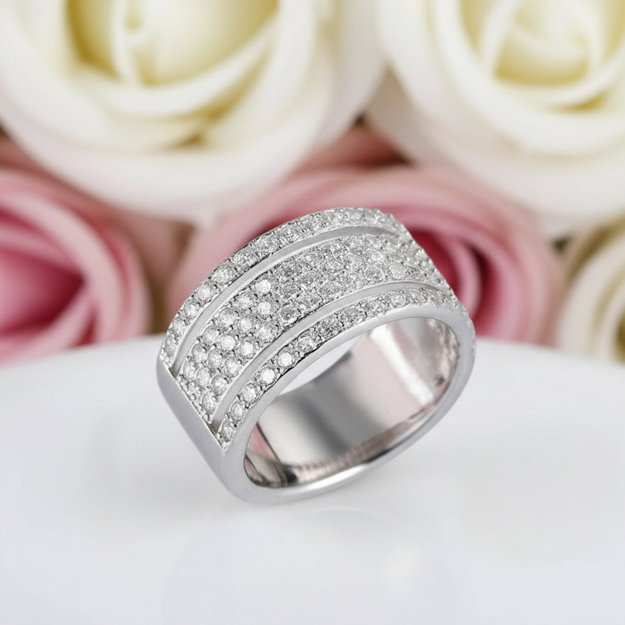 Wide Pave Women's Wedding Band In White Gold-Black Diamonds New York