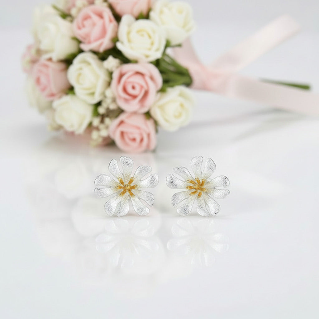 Wild Flower Stud Earrings-Black Diamonds New York