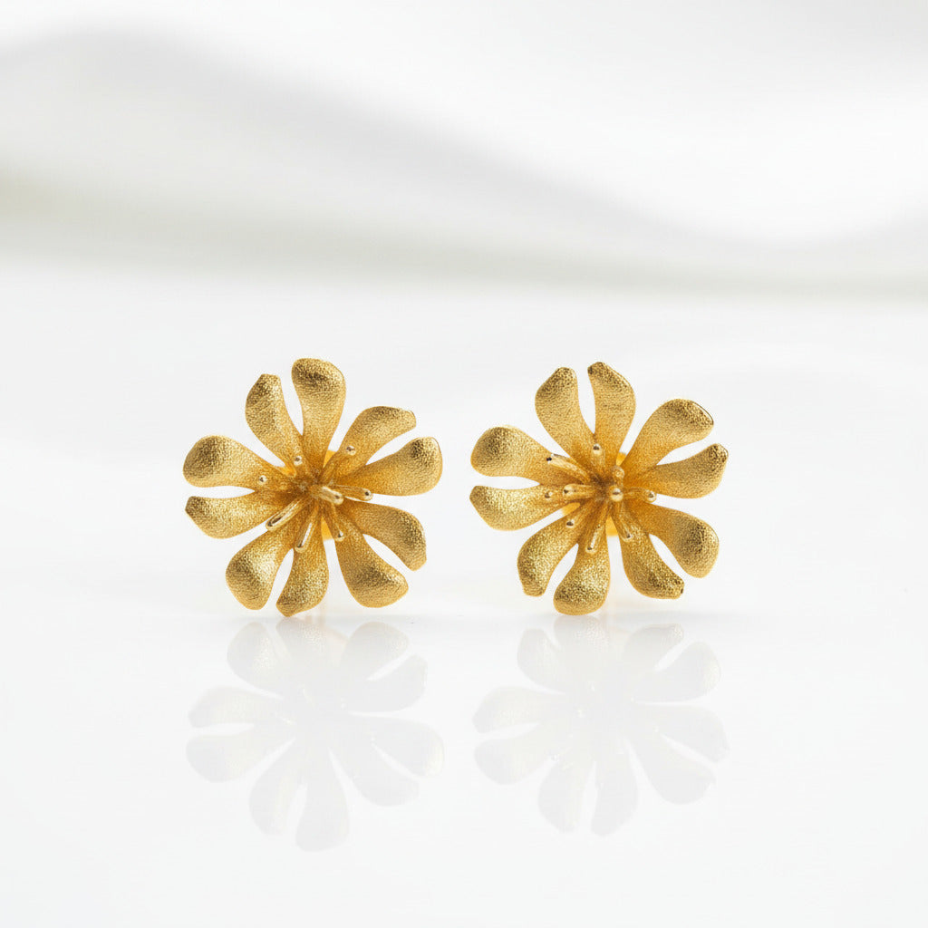 Wild Flower Stud Earrings-Black Diamonds New York