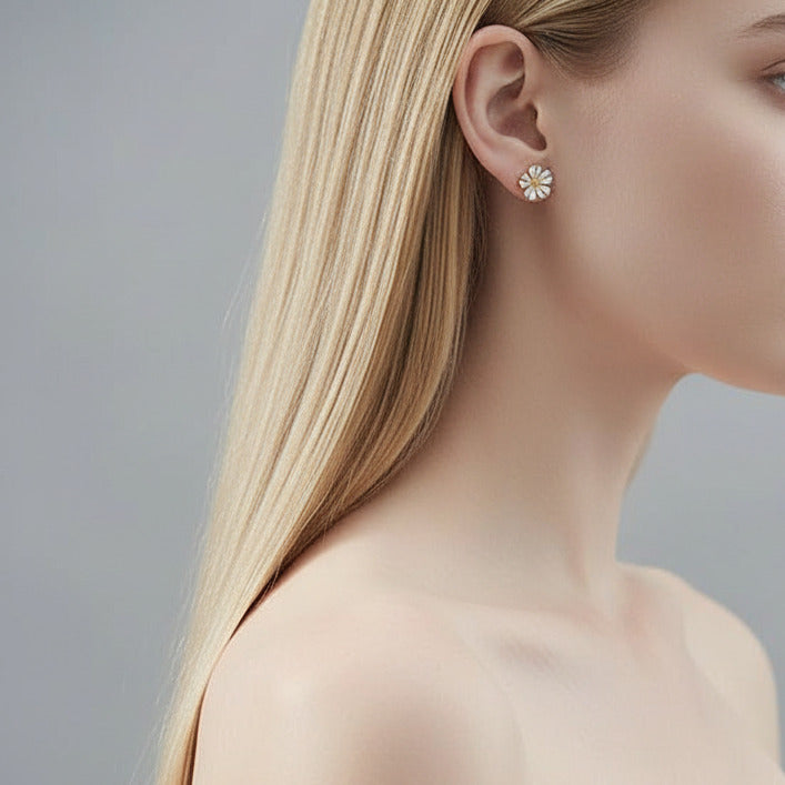 Wild Flower Stud Earrings-Black Diamonds New York