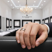 Wood Titanium Men's Wedding Band-Black Diamonds New York