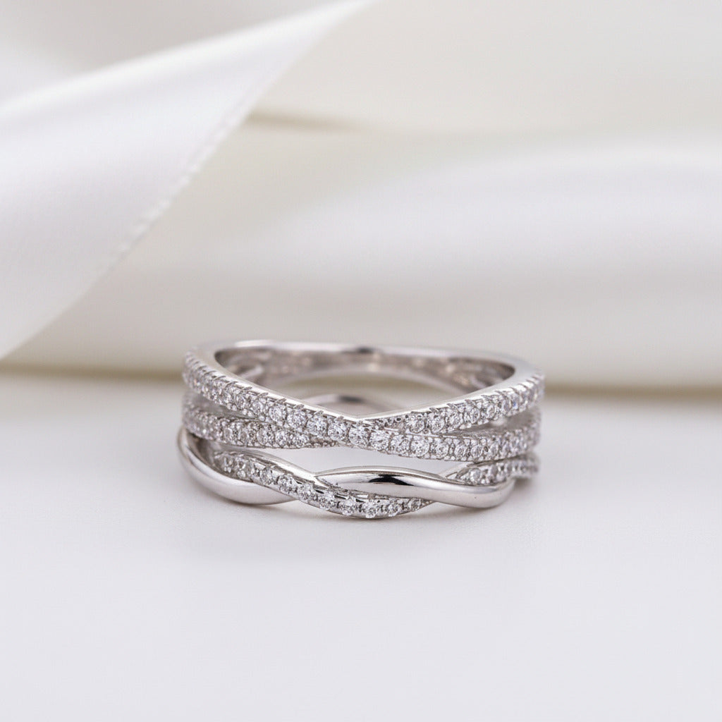 X Criss Cross & Twist Infinity Wedding Band Set – Black Diamonds