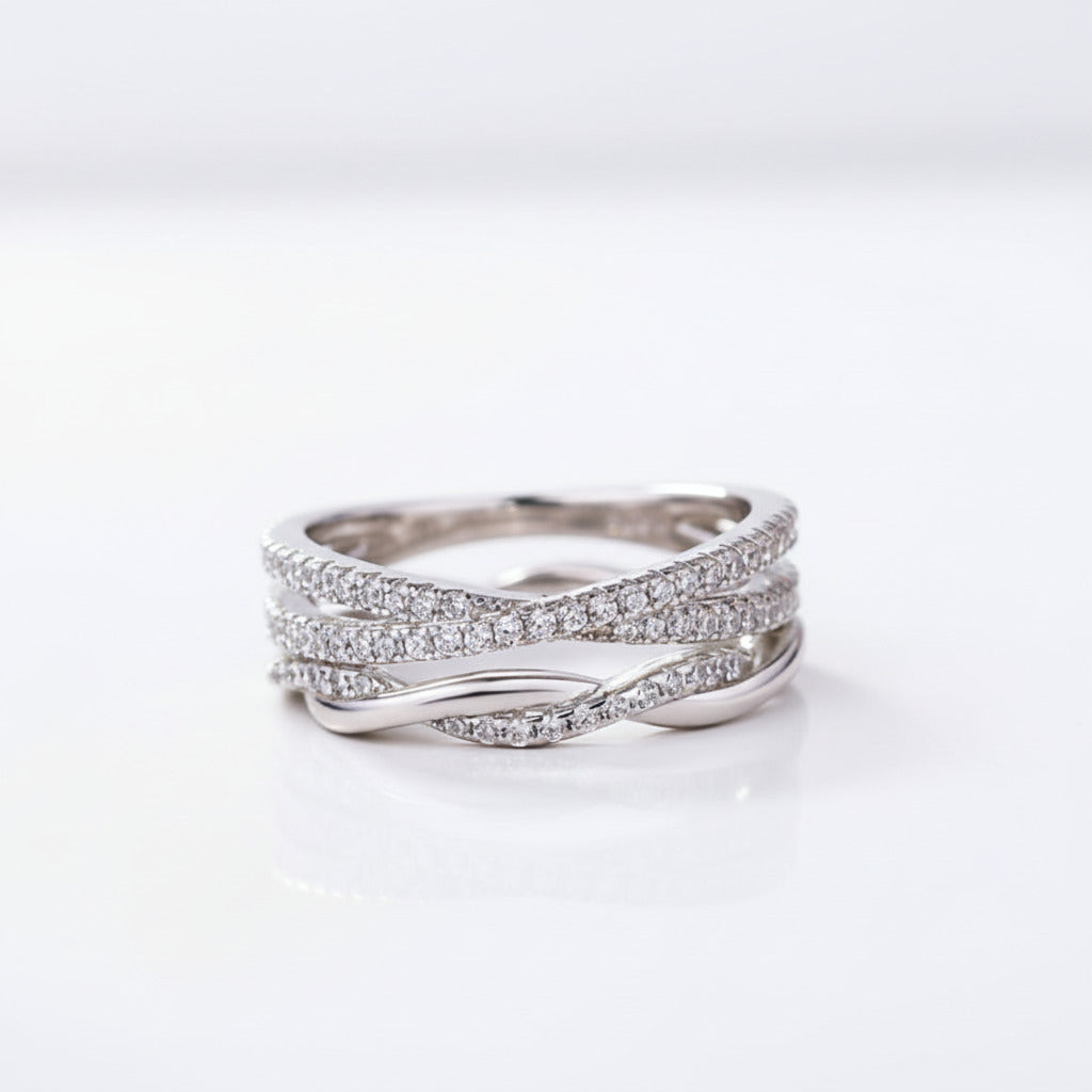 X Criss Cross & Twist Infinity Wedding Band Set-Black Diamonds New York