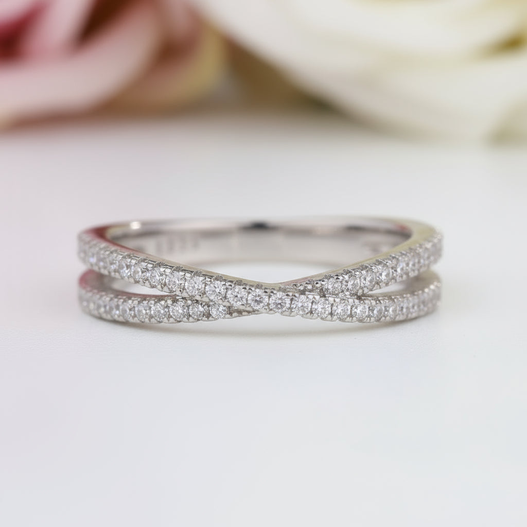 X Criss Cross & Twist Infinity Wedding Band Set-Black Diamonds New York