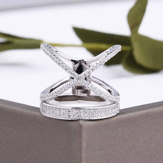 X CrissCross Design Wide Women's Wedding Band-Black Diamonds New York
