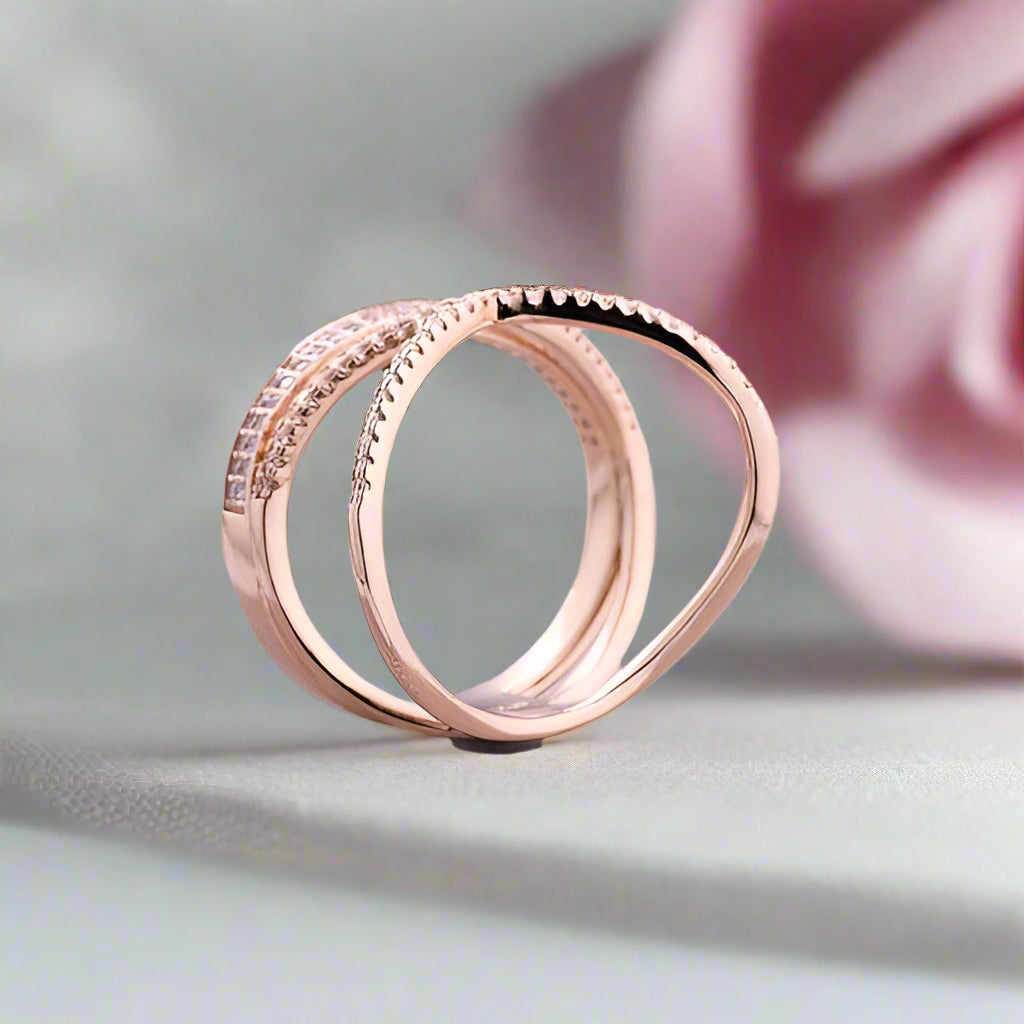 X Criss Cross Design Wide Women's Wedding Band-Black Diamonds New York