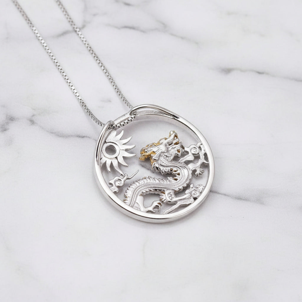 Year Of The Dragon- African Opal Gemstone Flying Dragon Necklace
