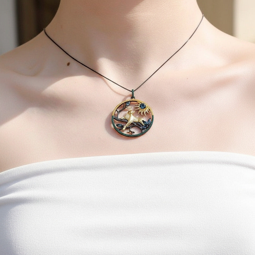 Year Of The Tiger- London Blue Topaz Tiger Necklace-Black Diamonds New York