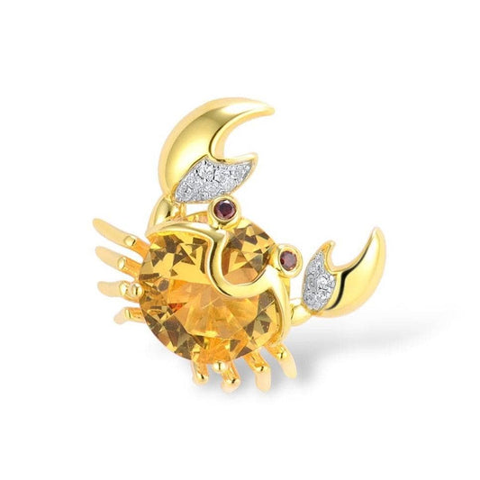 Yellow Garnet Created Diamond Crab Necklace-Black Diamonds New York