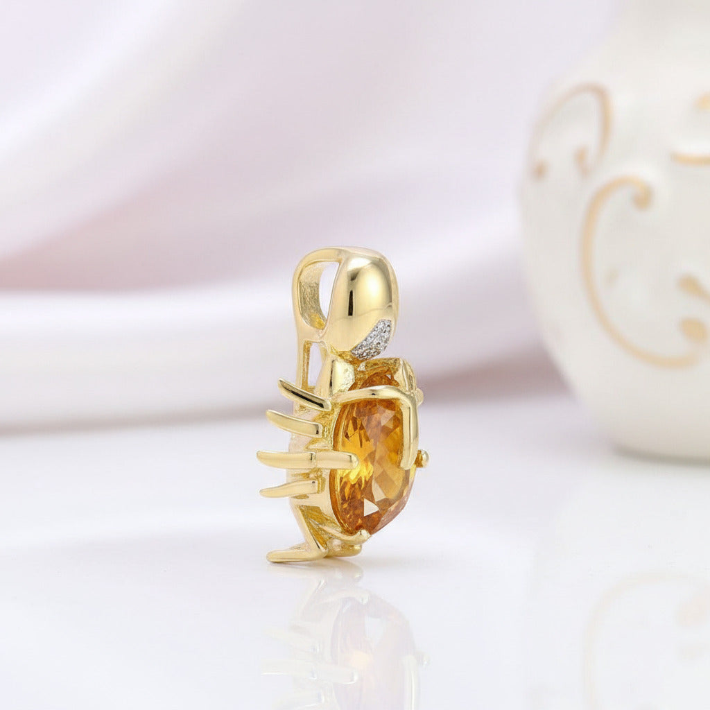 Yellow Garnet Diamond Option Crab Necklace-Black Diamonds New York