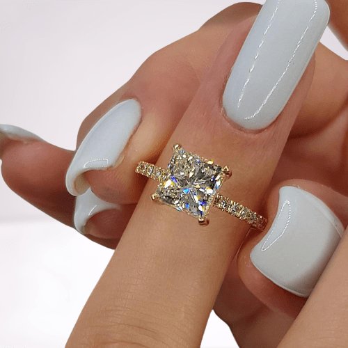 Yellow Gold 1.5 Carat Cushion Cut Engagement Ring-Black Diamonds New York