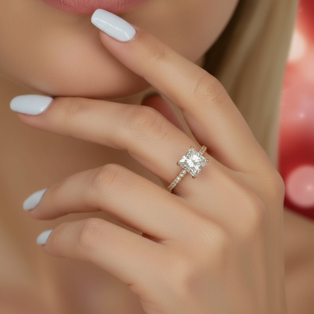 Yellow Gold Carat Cushion Cut Engagement Ring – Black Diamonds