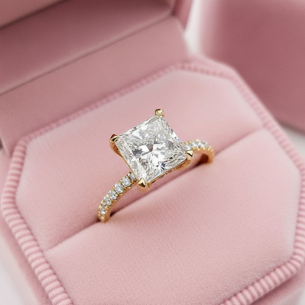 Yellow Gold 1.5 Carat Cushion Cut Engagement Ring-Black Diamonds New York