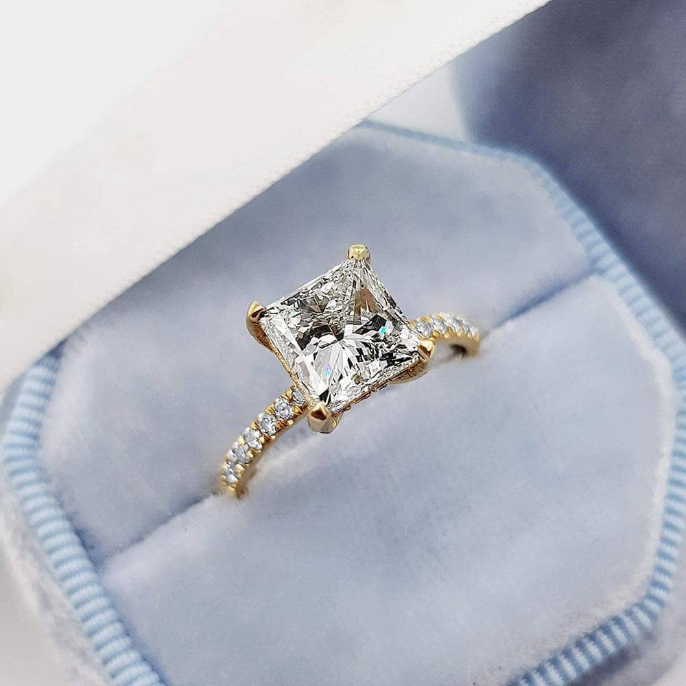 Yellow Gold 1.5 Carat Cushion Cut Engagement Ring-Black Diamonds New York