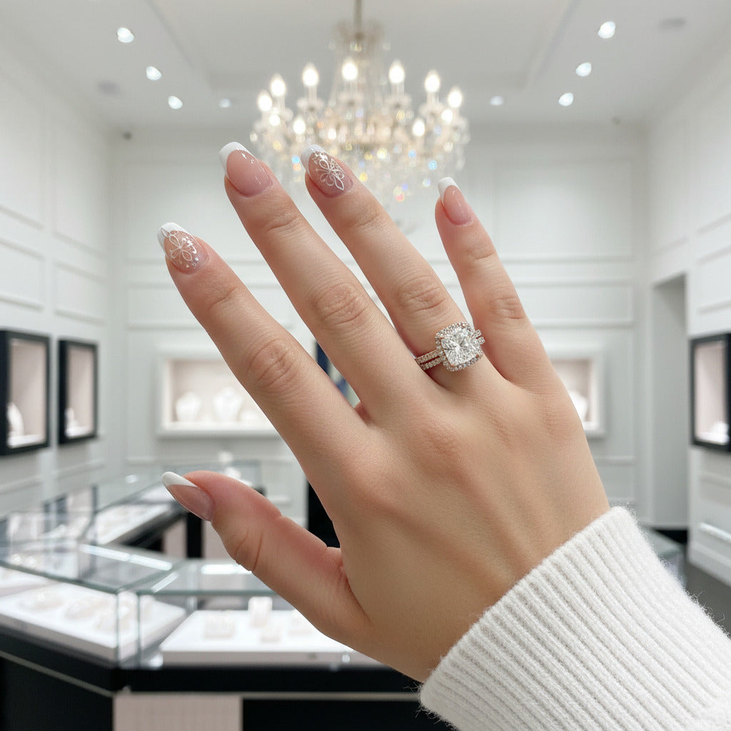 Yellow Gold 1.5 Carat Cushion Cut Ring Set-Black Diamonds New York