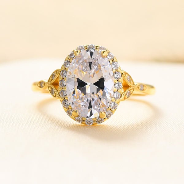 Yellow Gold 2.0ct Oval Cut Engagement Ring-Black Diamonds New York