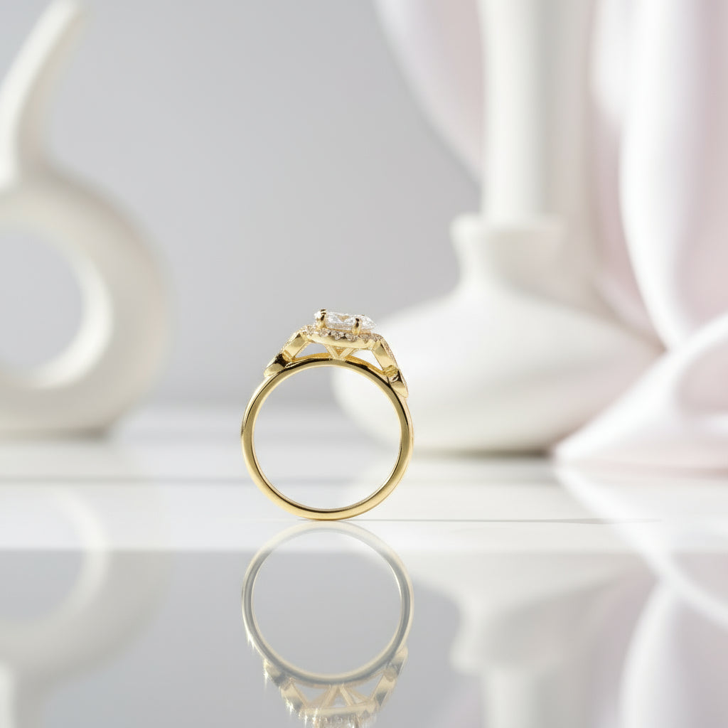 Yellow Gold 2.0ct Oval Cut Engagement Ring-Black Diamonds New York