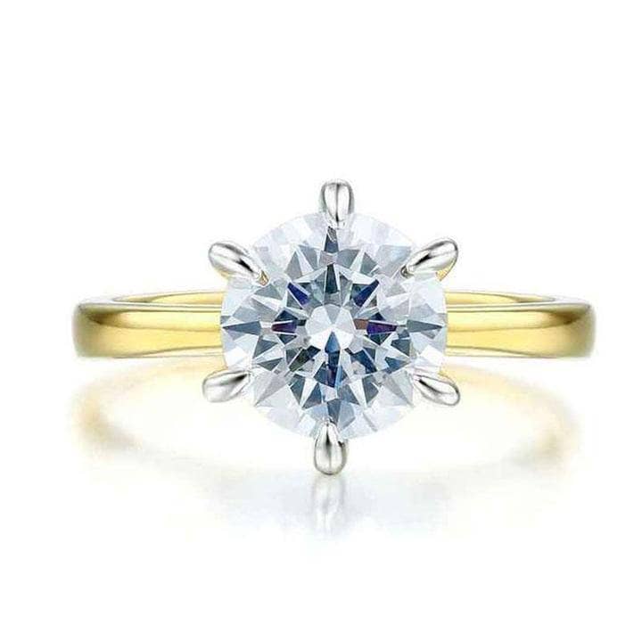 Yellow Gold 2.0ct Round Cut Solitaire Engagement Ring