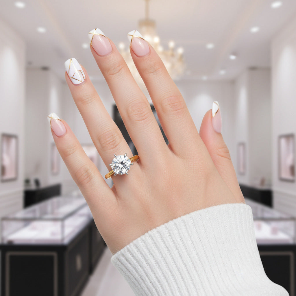 Yellow Gold 2.0ct Round Cut Solitaire Engagement Ring-Black Diamonds New York