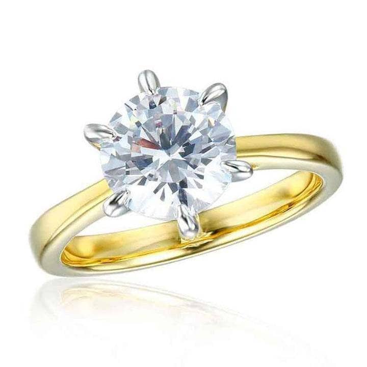 Yellow Gold 2.0ct Round Cut Solitaire Engagement Ring