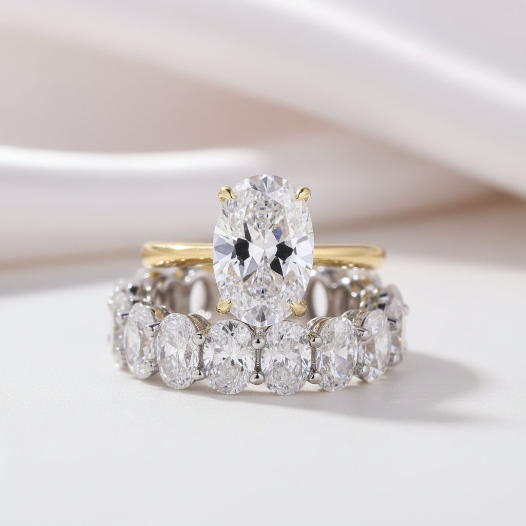 Yellow Gold 3.50 Carat Oval Cut Wedding Set-Black Diamonds New York