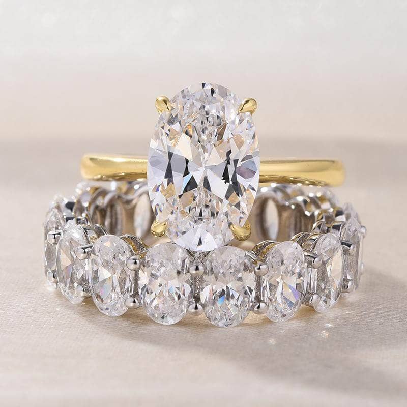 Yellow Gold 3.50 Carat Oval Cut Wedding Set-Black Diamonds New York