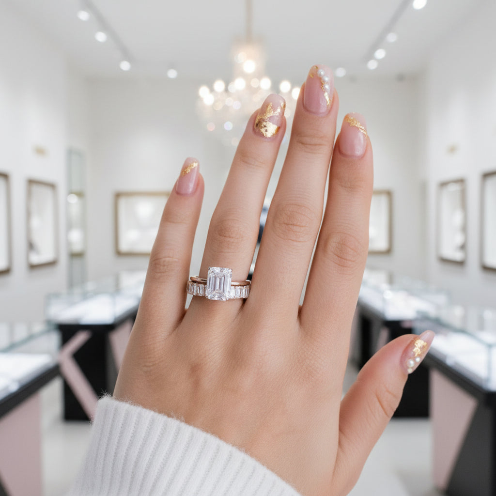 Yellow Gold Emerald Cut Engagement Ring Emerald Cut Band