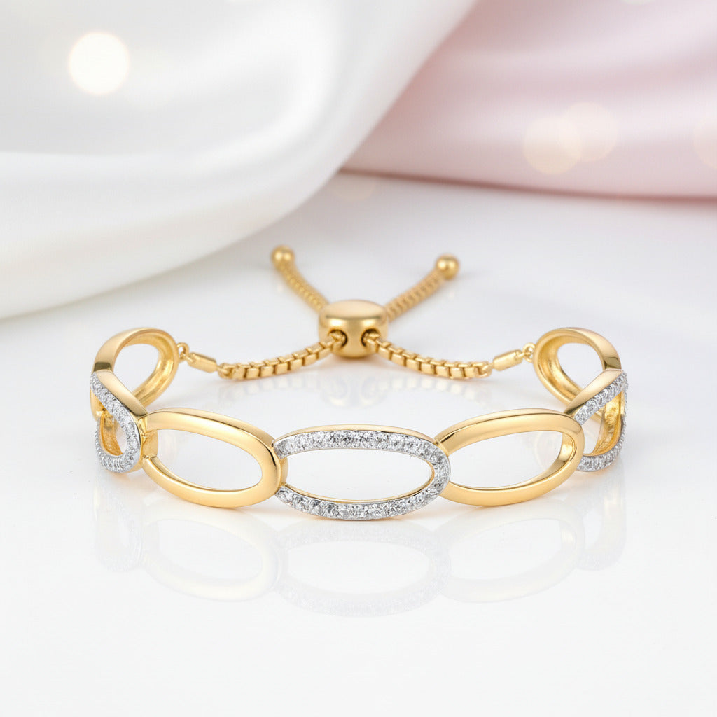 Yellow Gold Adjustable Bolo Bracelet with Diamond Option-Black Diamonds New York