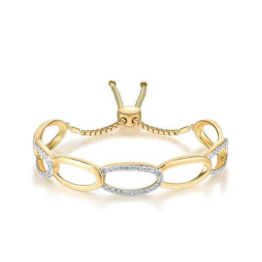Yellow Gold Adjustable Bolo Bracelet with Created Diamond-Black Diamonds New York