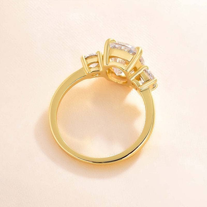 Yellow Gold Certified Oval Cut Diamond Three Stone Engagement Ring-Black Diamonds New York