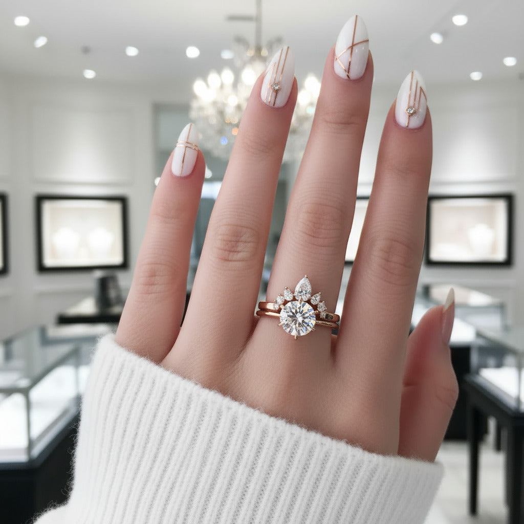 Yellow Gold Classic Round Cut Solitaire Wedding Set-Black Diamonds New York
