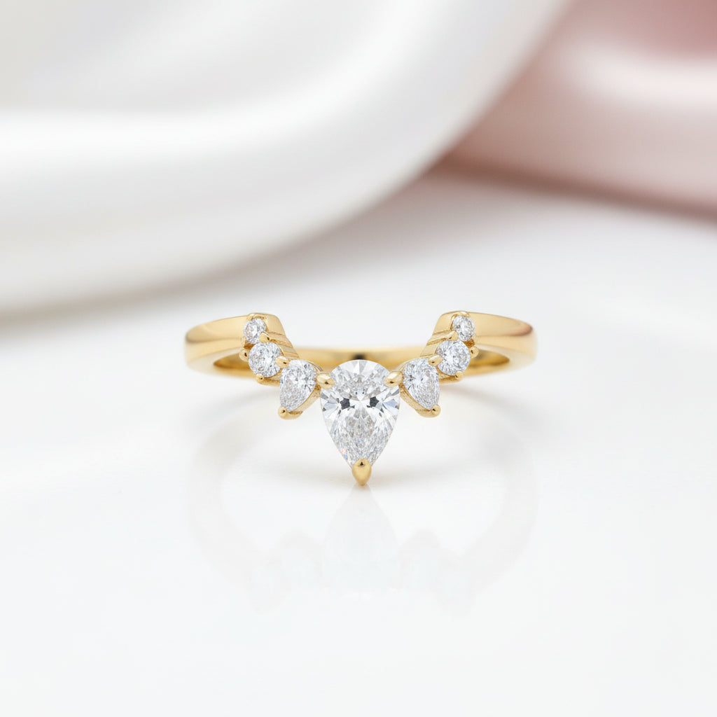 Yellow Gold Flower Halo Design Round Cut Wedding Set-Black Diamonds New York