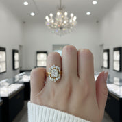 Yellow Gold Halo Radiant Cut 3PC Wedding Set-Black Diamonds New York