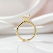 Yellow Gold Oval Cut Simulated Diamond Option Wedding Ring Set-Black Diamonds New York
