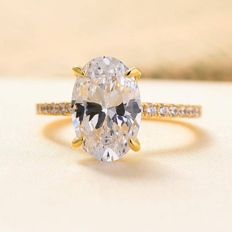 Yellow Gold Oval Cut Simulated Diamond Wedding Ring Set-Black Diamonds New York