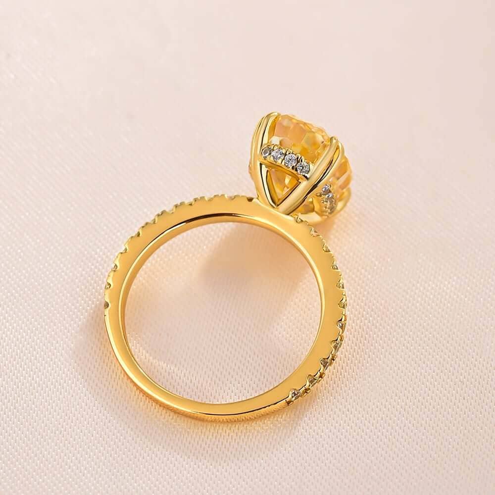 Yellow Gold Oval Cut Sona Simulated Diamond Engagement Ring - Black Diamonds New York