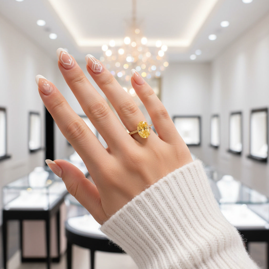 Yellow Gold Oval Cut Simulated Diamond Option Engagement Ring-Black Diamonds New York